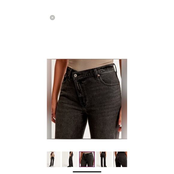 Abercrombie & Fitch Black Grey Curve Love High Rise 90s Relaxed Jeans 36/22R NEW - Picture 11 of 13